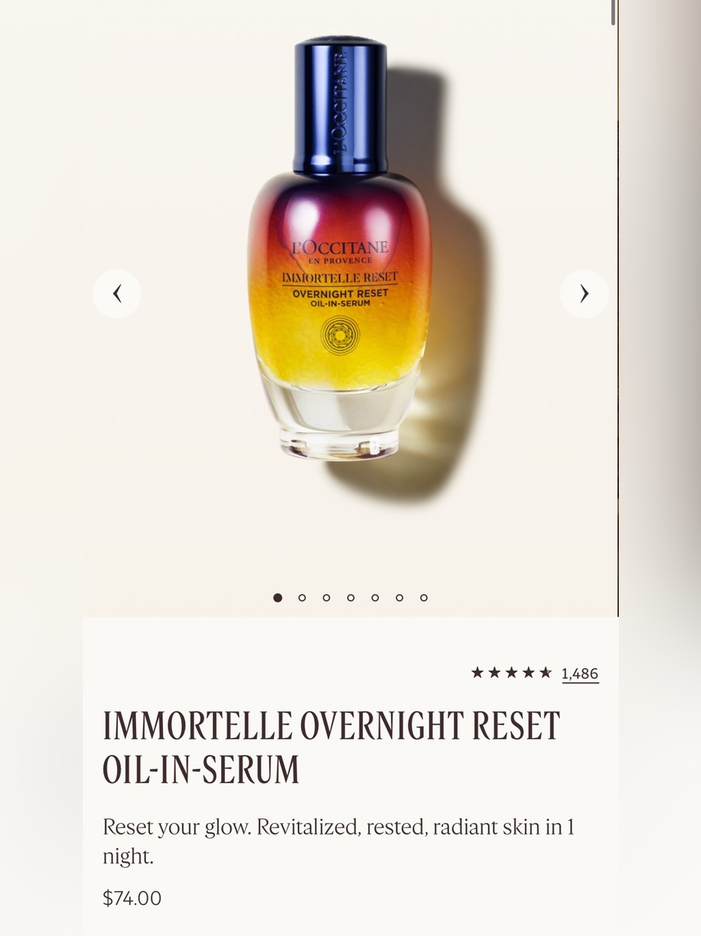 NIB L’Occitane Immortelle Overnight Reset Oil in Serum 1 Fl Oz BRAND NEW